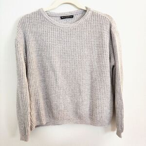 Brandy Melville Chunky Ribbed Knit Cropped Crew Neck Sweater OS